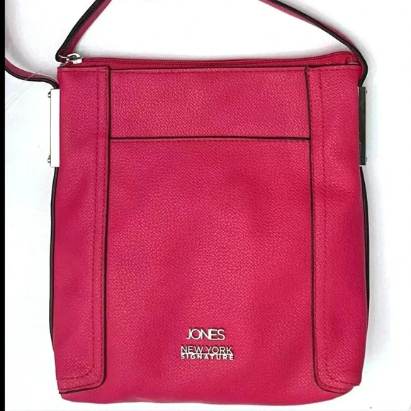 JONES NEW YORK SIGNATURE Pink Bag Crossbody Purse Adjustable Strap Vegan Leather - Picture 2 of 11